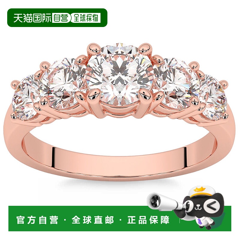 自营 pompeii32 克拉圆形切割钻石五石结婚戒指周年纪念金戒指实