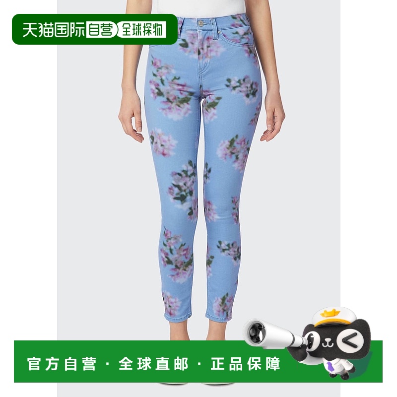 自营 hudsonBarbara 模糊花卉图案紧身九分牛仔裤 - blurry Flora