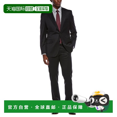 自营Canali 2pc Wool Suit with Flat Front Pant - black 美国奥