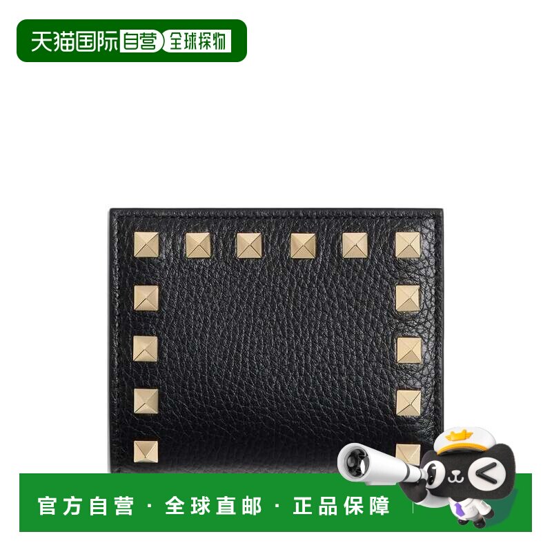 自营valentino黑色法式钱包纹理铆钉钱包-黑色 美国奥莱直发