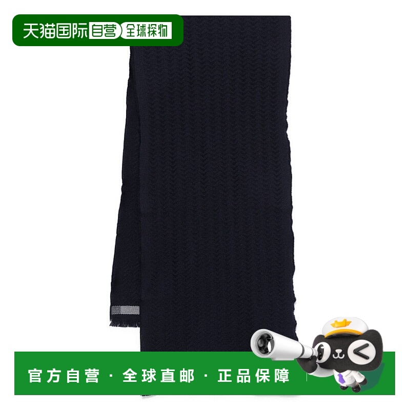 自营giorgio armaniMidnight Blue Knitted Scarf - black 美国奥