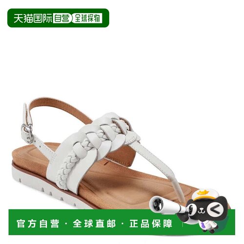 自营Easy Spirit Elaine凉鞋女士白色可调节皮革表带HTAT1729-白