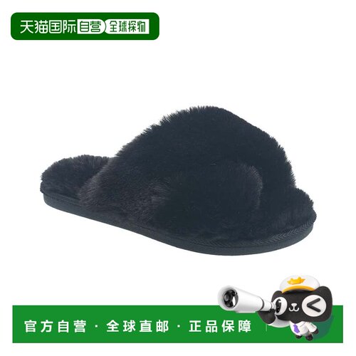 自营Nine West Womens X-band Faux Fur Slippers - black 美国奥