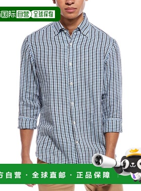 自营Robert Talbott Morgan Check Linen Shirt - blue 美国奥莱