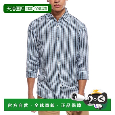 自营Robert Talbott Morgan Check Linen Shirt - blue 美国奥莱