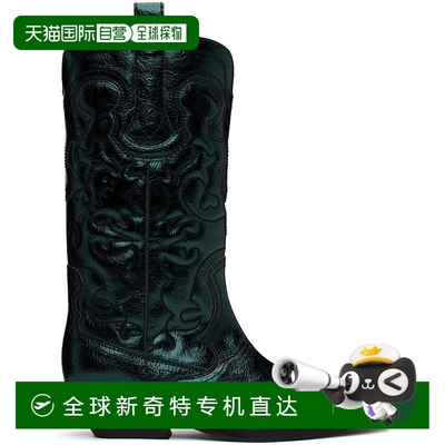 香港直邮潮奢 GANNI 甘尼 女士 绿色 Metallic Mid Shaft Embroid