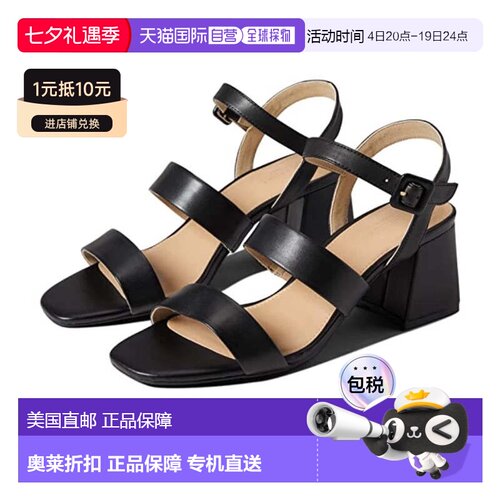 自营Rockport Farrah 3 Band Sandals Black Ankle Strap Block H