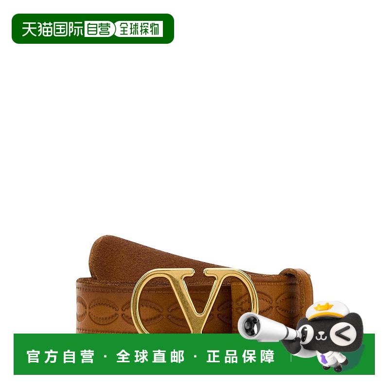 1h可退 香港直邮潮奢 Valentino 华伦天奴 女士 驼色皮带腰带 6W2