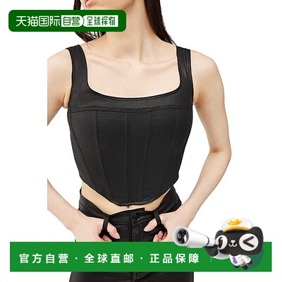 自营 DL1961紧身胸衣女式中号黑色棉平塔克方领剪裁ERK624-黑色