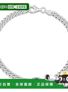 自营 925 纯银 Mimi & Max 1 1/4 CT TGW 椭圆形蓝宝石锁链手链 -