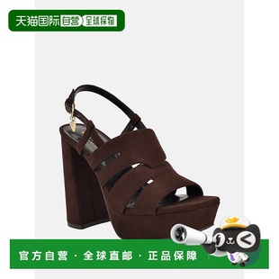 自营guessQueta Faux-Suede Platform Heels - dark brown 美国奥