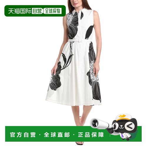 自营T Tahari Split Neck Fit & Flare Dress - red 美国奥莱直发