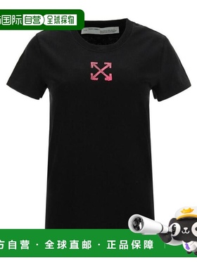 自营 Off-White 黑色logo印花T恤 OWAA049R20B07100短袖下摆