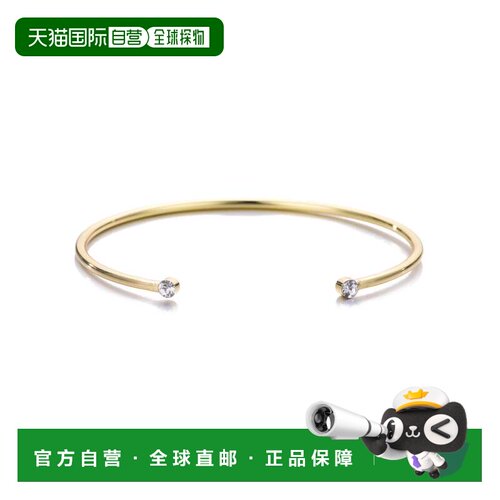 自营adornia14k Gold Plated Crystal Ends Open Cuff - gold 美