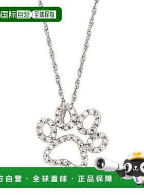 Ross-Simons 14 克拉白金钻石爪印吊坠项链 - 18 英寸 【美国奥莱