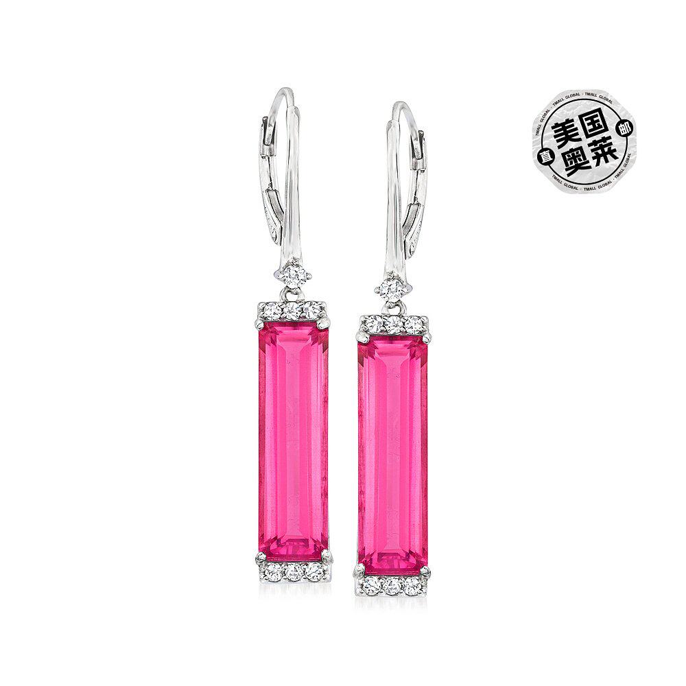 Ross-Simons Pink and White Topaz Drop Earrings in Sterling S