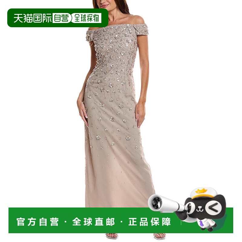 自营Adrianna Papell Off-The-Shoulder Gown - multi 美国奥莱直