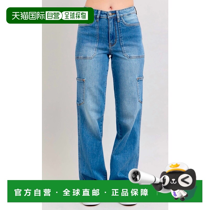 自营judy blue女式高腰90S直筒牛仔裤,蓝色 美国奥莱直发