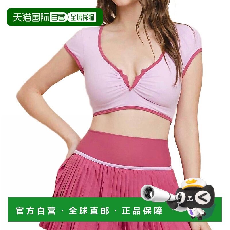 自营 tcec女式艾美奖短款运动文胸上衣，粉红色 美国奥莱直发
