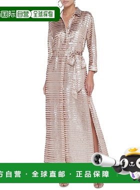 自营L'AGENCE Cameron长袖衬衫连衣裙-棕色 美国奥莱直发