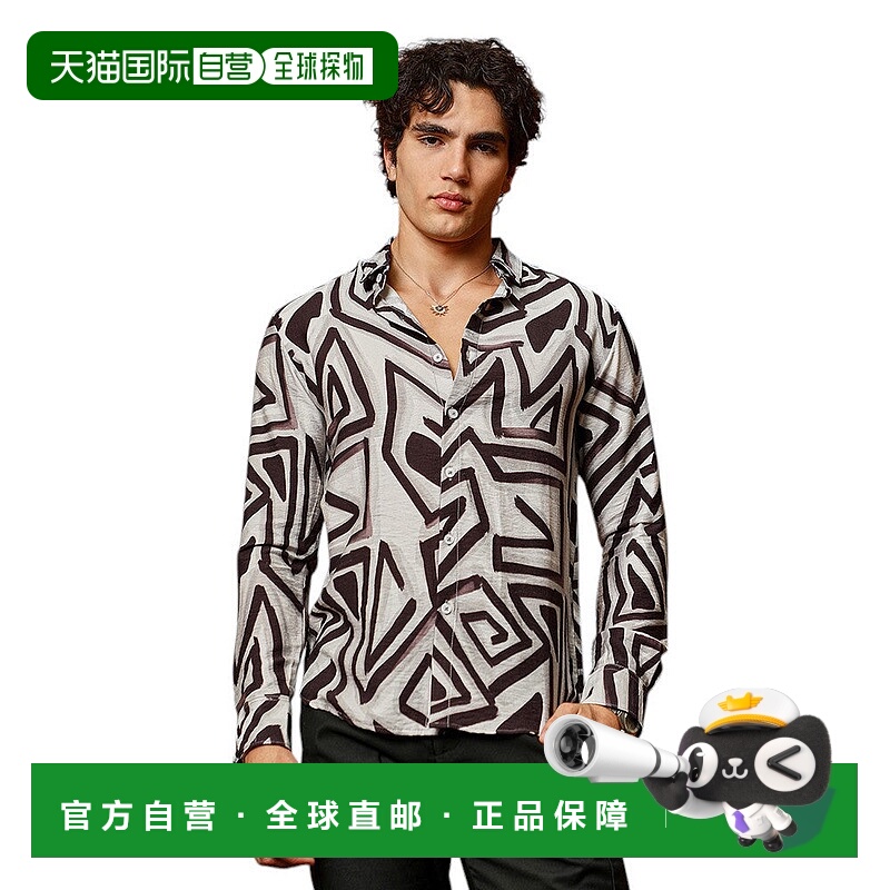 自营campus sutraMen's Onyx Black & Cloud Grey Abstract Breez