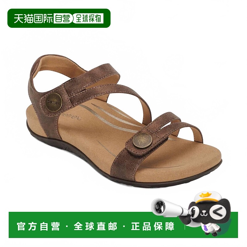 自营aetrex青铜色女式Jess三角带凉鞋 美国奥莱直发