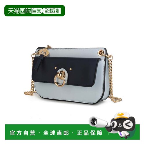 自营mia k collection Jill 素皮革女拼色斜挎包 蓝 美国奥莱直发