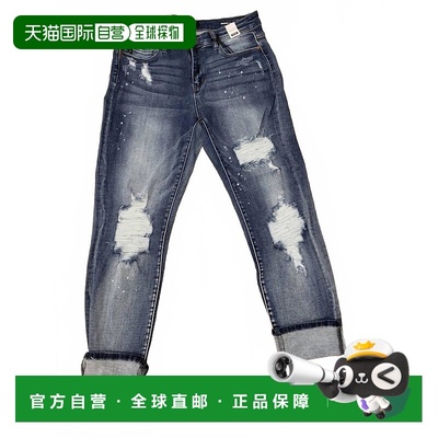 自营judy blueWomen's Boyfriend Fit Splash Jeans In Black - b
