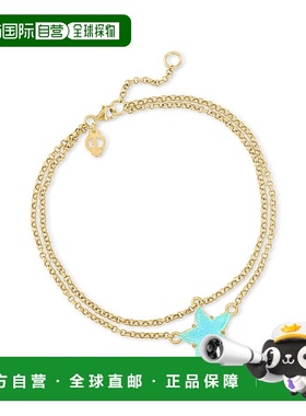 自营Ross-Simons 意大利浅蓝色玻璃海星脚链 18 克拉金 - 9 英寸