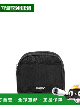 自营baggallini Women's Small Pocket Cosmetic - black cheetah