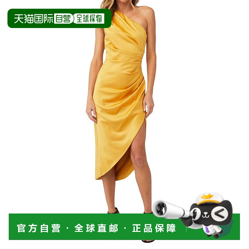 自营 elliatt金色卡西尼单肩迷笛连衣裙 美国奥莱直发长裙