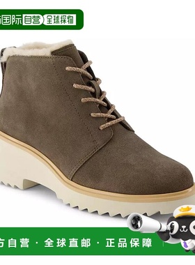 1h可退 【美国直邮】TOMS 女款Maude麂皮与人造毛皮系带坡跟短靴