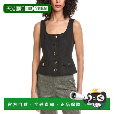 自营Toccin Georgia Scoop Neck Buttonfront Top - black 美国奥