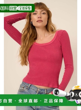 自营project social t什么是水洗罗纹长袖-洋红色 美国奥莱直发