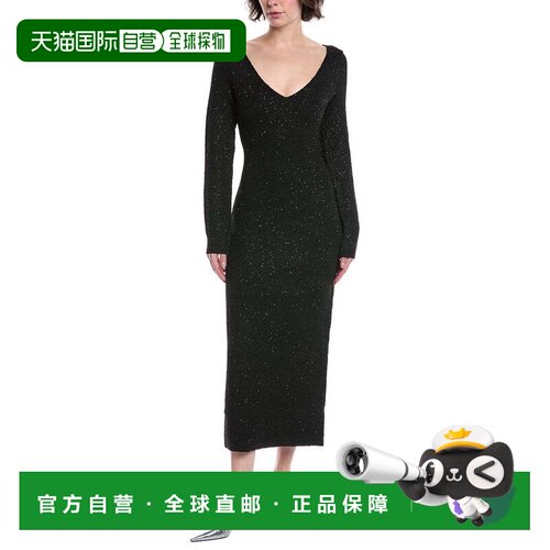 自营 lela roseLela玫瑰亮片Midi毛衣-黑色 美国奥莱直发连衣裙
