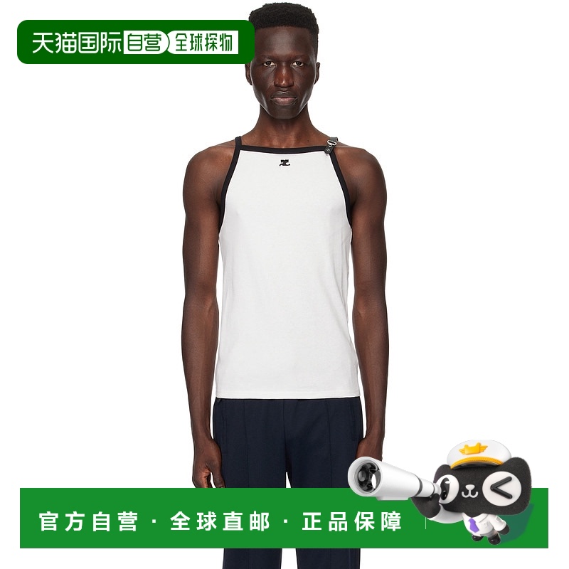 1h可退 香港直邮潮奢 Courreges 男士 白色针扣背心 124JDE068JS0