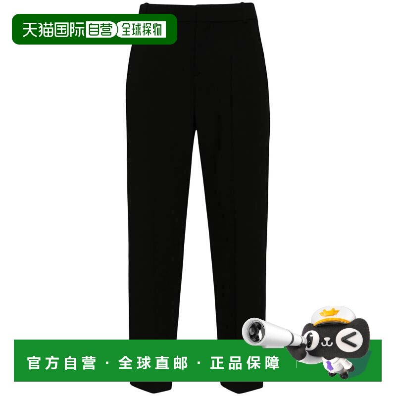自营balmain黑色合身剪裁的双层绉纱羊毛长裤-黑色 美国奥莱直发