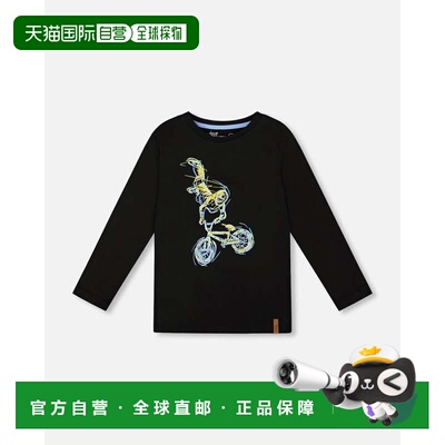 自营deux par deuxLong Sleeve Cotton Jersey Tee Shirt Black -