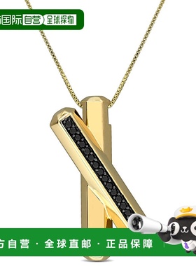 自营Mimi & Max 1/2ct TGW Black Spinel X Bar Necklace Yellow