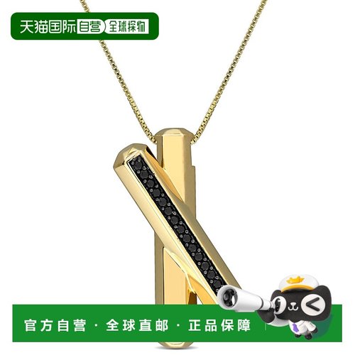 自营Mimi & Max 1/2ct TGW Black Spinel X Bar Necklace Yellow