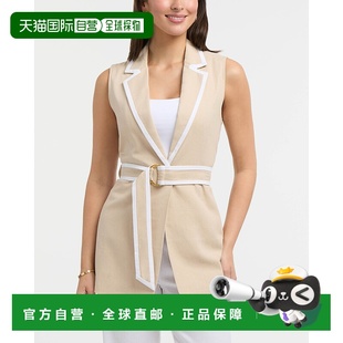 Tracy女式 亚麻 无袖 对比细节 美国奥莱直发 腰带背心 自营Ellen