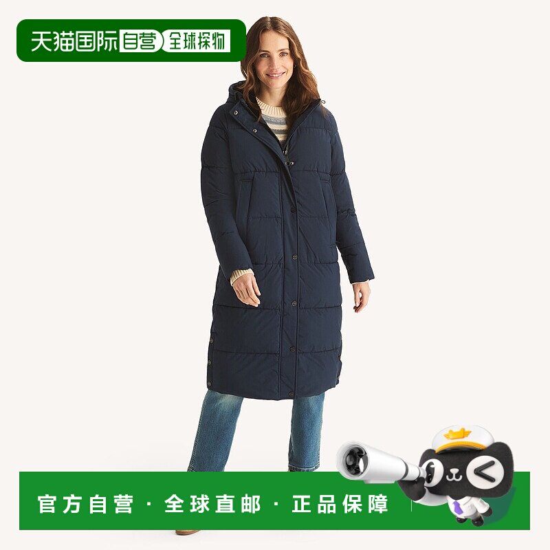 自营Nautica Womens Maxi Puffer Jacket - nrf caspian blue 美