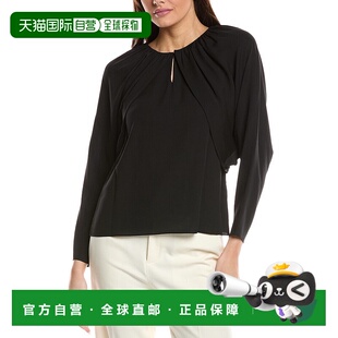 自营 lafayette 148 new york拉斐特148纽约波莱罗袖丝绸衬衫-黑