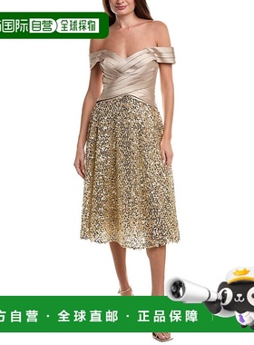 自营Theia Brandy Sequin Cocktail Dress - gold 美国奥莱直发