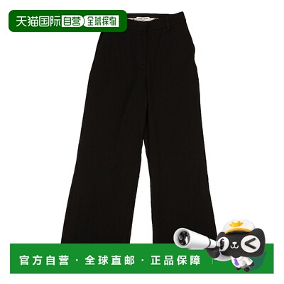 自营 opening ceremony黑色涤纶侧开衩直筒裤 - 图案 美国奥莱直