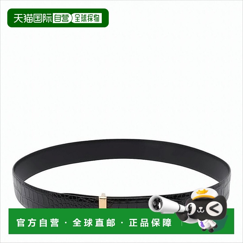 自营tom fordTextured Crocodile Pattern Leather Belt With Pol