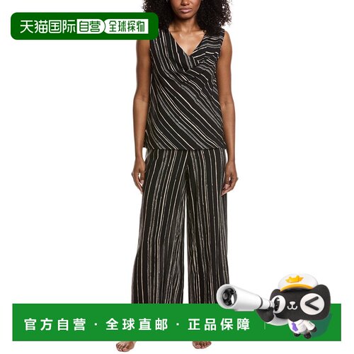 自营Natori 2pc Tate Silk-Blend Pajama Set - black 美国奥莱直