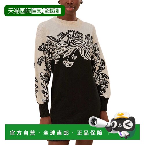 自营Farm Rio Wool-Blend Knit Sweaterdress - green 美国奥莱直