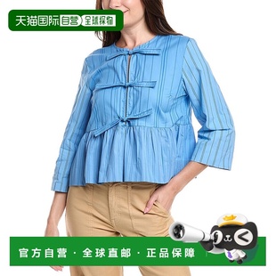 GANNI 美国奥莱直发新款 Peplum女式 蓝色 上衣 衬衫 自营
