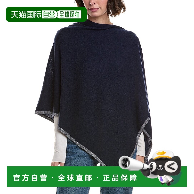 自营sofiacashmere Lurex Tipped Wool & Cashmere-Blend Poncho